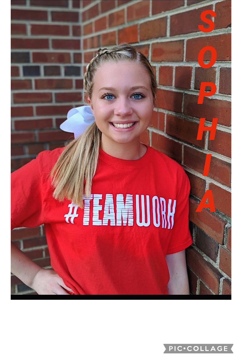 This weeks cheerleader of the week is Sophia Justice. She is the daughter of Micheal and Joe Grippe and has been cheering for 4 years. Sophia’s favorite color is blue and she loves twisters! She has 8 siblings and her favorite moment during cheer was the bus ride home after a win