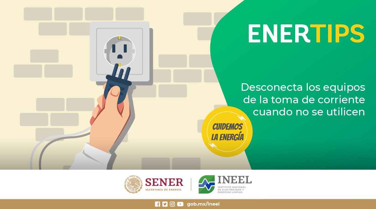 INEEL_MX's tweet photo. Te compartimos algunos #ENERTIPS de #EficienciaEnergética implementados en el #INEEL.

Cuando ya no se ocupen los aparatos y sistemas que se encuentren conectados a la toma de corriente, desconéctalos, de esta manera: ¡#CuidamosLaEnergía!

¡Súmate al #AhorroDeEnergía! https://t.co/OHxiVCRbbk