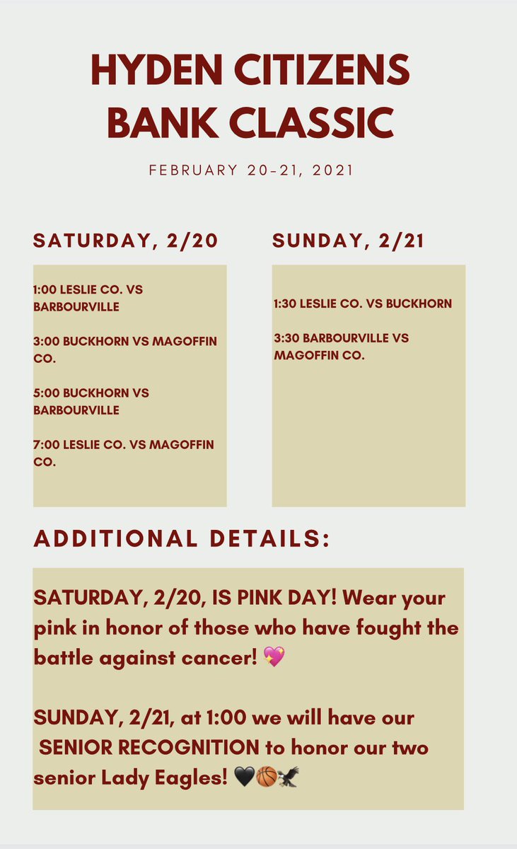 HCB CLASSIC FULL SCHEDULE! 🏀✨🦅