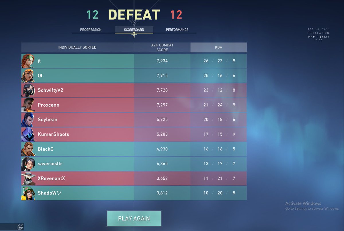 CurtheRocker's tweet photo. @RiotNu Got a 12-12 Defeat in Escalation, guess the final knife kills were reeeeaaaally close together? https://t.co/jv9OIIIEjv