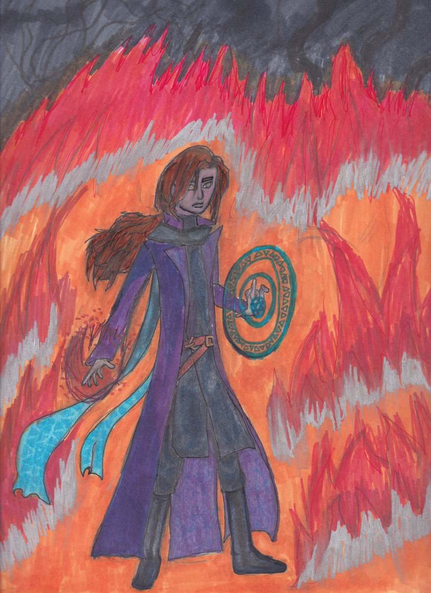 The5inOne's tweet photo. I cast Widogast's web of... wall of fire. I mean regular wall of fire. Yes just regular wall of fire

#Quintessence #The5inOne  #Blackart #BlackArtist #criticalrolefanart #CriticalRole #CalebWidogast https://t.co/XWejAjsBzA