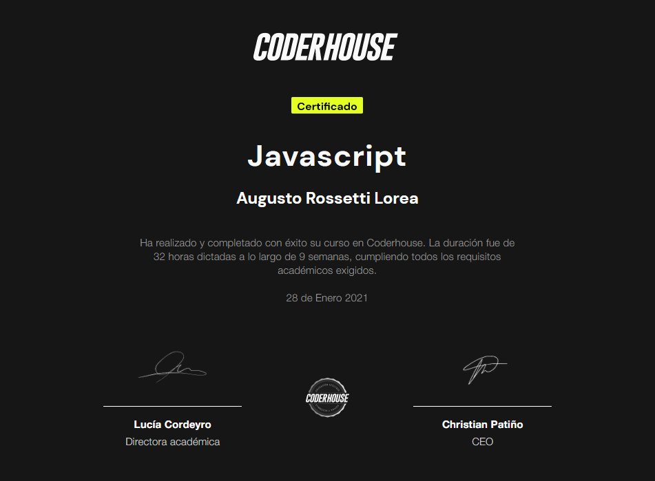 augusdrc's tweet image. ¡Complete mi curso de Javascript en Coderhouse! cutt.ly/olqllcl #coderhouse #DemocratizandoLaEducación a través de @Coderhouse