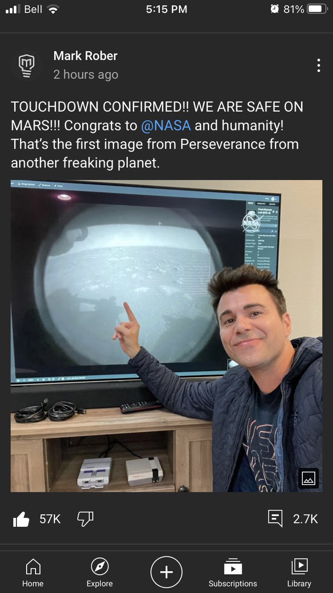 CortneyGanes's tweet photo. Touchdown of Perseverance on Mars confirmed! Thank you Mark Rober! https://t.co/fRFFrwvy4Q