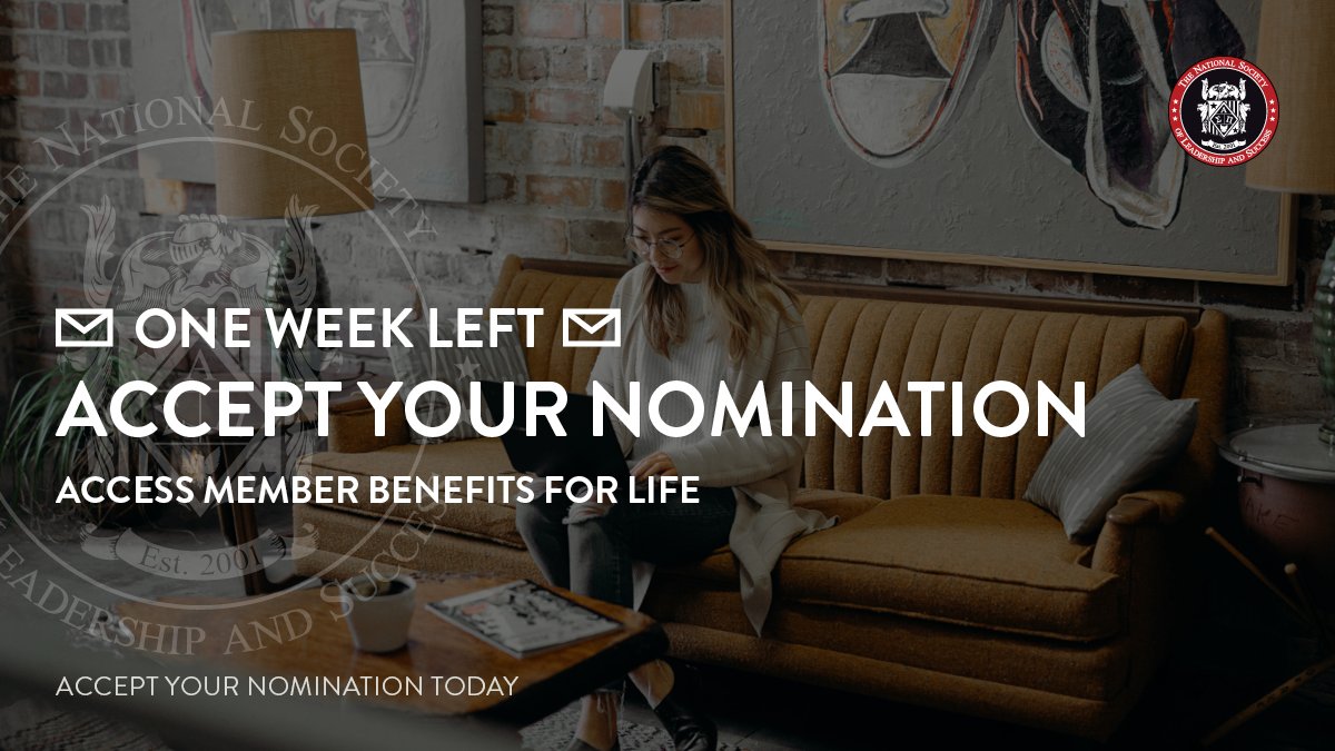 CoCo_Monty's tweet photo. There's only one week remaining to accept your NSLS nomination and receive access to member benefits for life! #theNSLS @theNSLS @bgsu #BGSU #GoFalcons #FalconsForever https://t.co/DJocMwfdpm