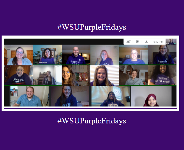 KellyStroeing's tweet photo. WSU Graduate Induction Program (GIP)... physically apart yet learning together! The future is bright with these young educators!
#WSUPurpleFridays #GIP 
@jamievberry @julieruzek @JTraverWSU https://t.co/U5RsEYWqJ8