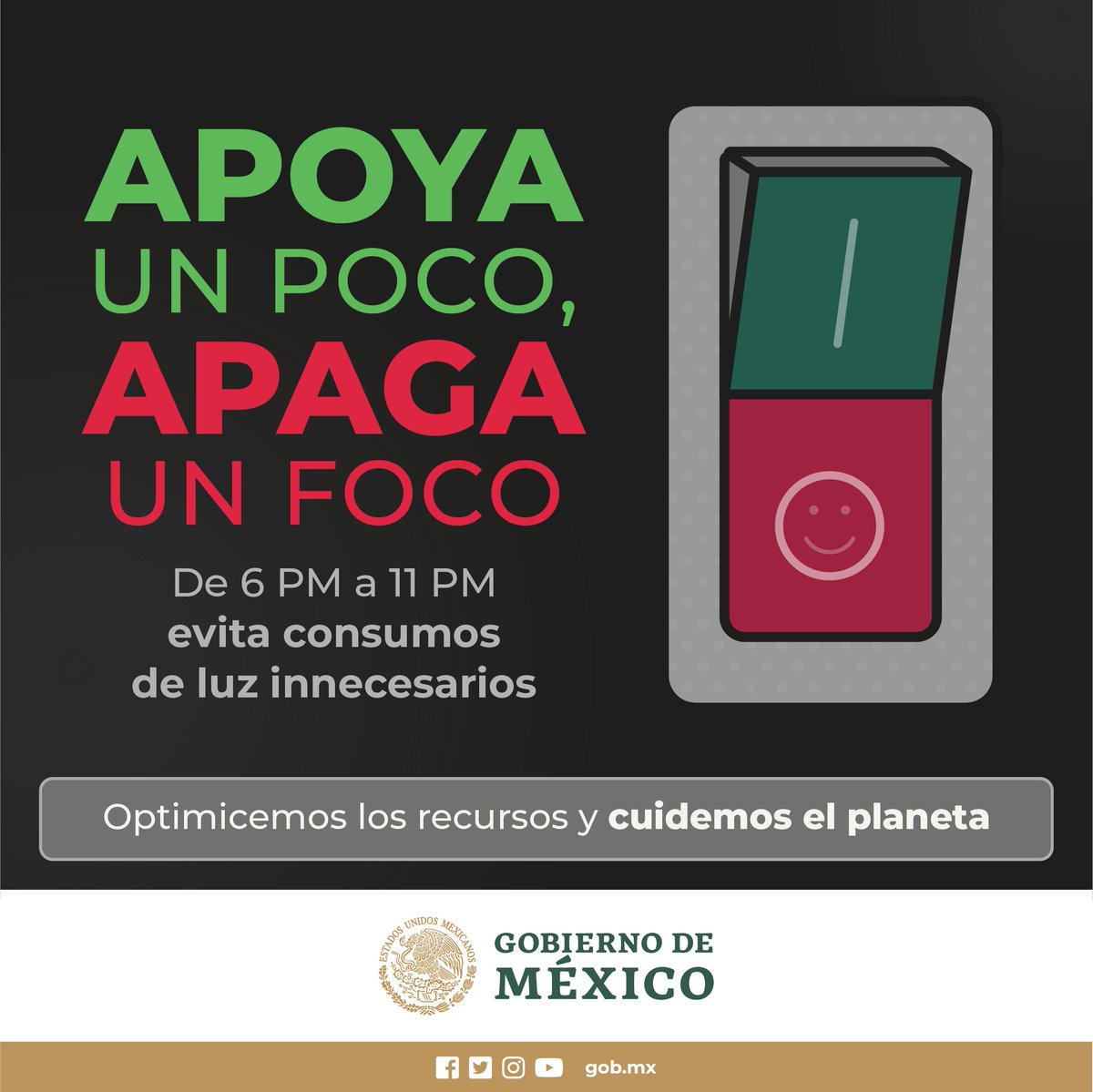 CFEmx's tweet photo. #ApoyaUnPocoApagaUnFoco | Gracias por apoyar haciendo uso moderado de la energía eléctrica. Un uso adecuado también te permite ahorrar en tu recibo de luz. https://t.co/0nRDCzy5ud
