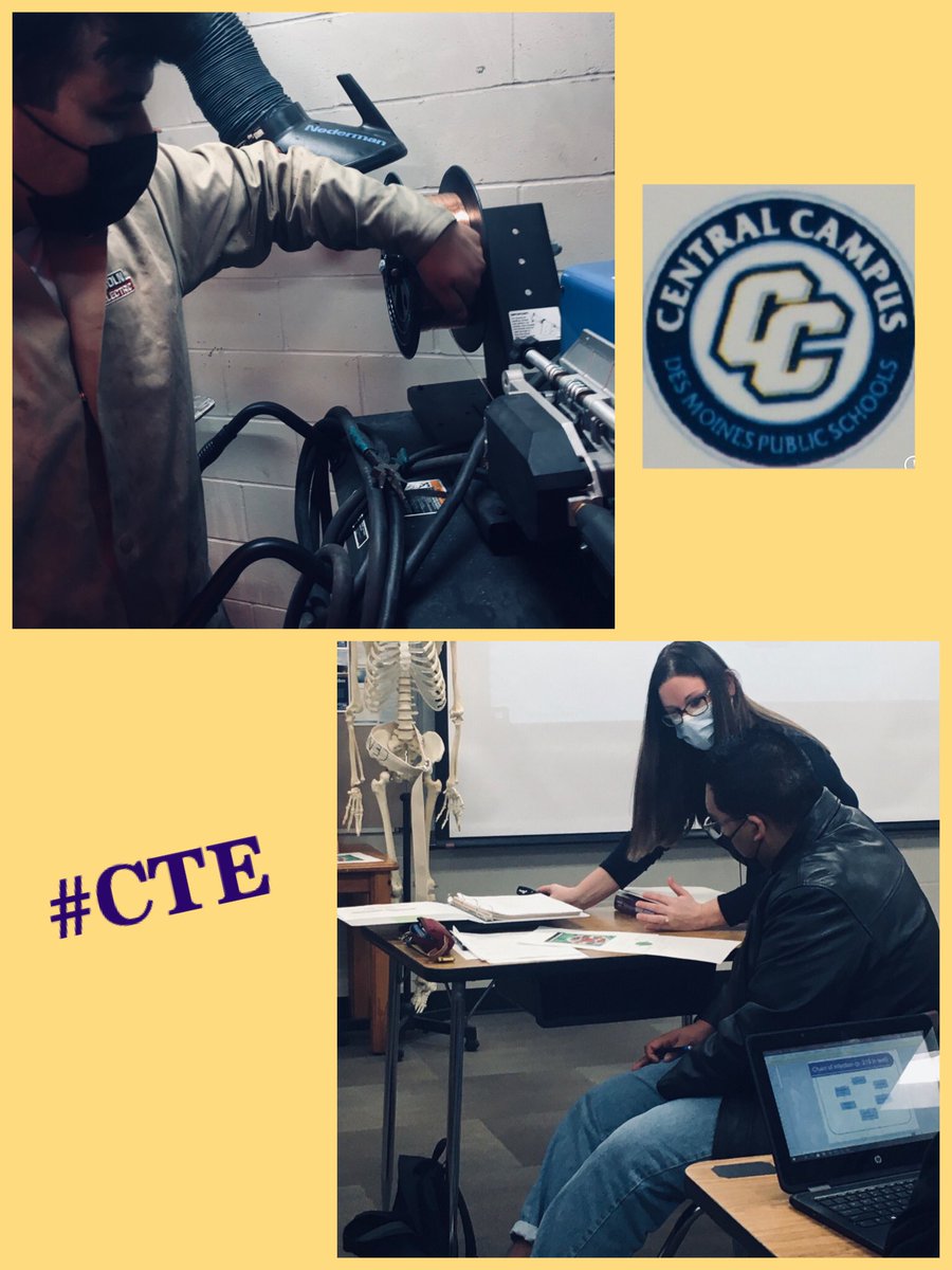 lhilliowa's tweet photo. Another great day of learning for me @CentralCampusDM! Our CNA student studied Medical Asepsis and Normal & Transient Flora while our Welding students practiced Tig, Mig & Stick welds. My brain is tired but happy. Such great learning for kids! #CTE #ThinkLearnGrow https://t.co/aCZ2BPBGCc