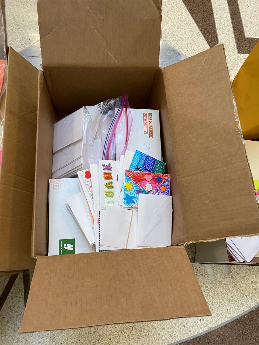 WayneTwpSuper's tweet photo. We are approaching the one year anniversary of the first Indiana Covid-19 case.  I could not be more proud of the @WayneTwpSchools students and staff for preparing 4 boxes of thank you card for our our healthcare workers at @IU_Health west!  #wearewayne https://t.co/nASMy3msno
