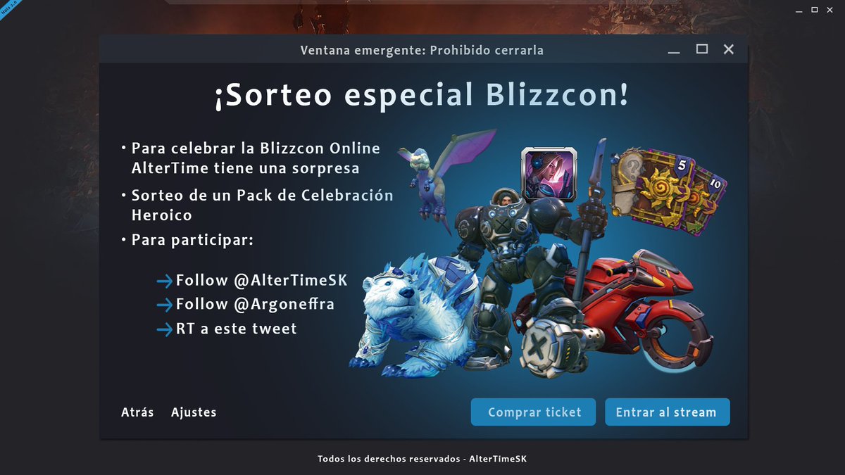 📣 ¡CONSIGUE ESTE REGALAZO!

Hazte con un Pack de Celebración Heroico del 30 aniversario de Blizzard (EU). ¡Muy fácil!

▫️ Follow <a href="/AlterTimeSK/">AlterTime</a> 
▪️ Follow <a href="/Argoneffra/">Argoneffra / Argonbreaks</a> 
▫️ RT al tweet

🔥 ¡Tienes hasta el 1 de marzo a las 10.00 h! 🔥