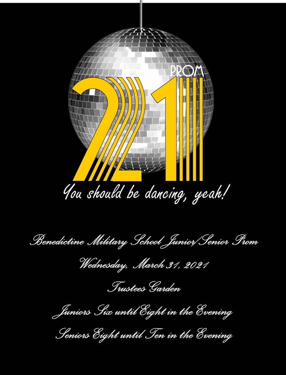 StudCoBC's tweet photo. Benedictine Military School Junior/Senior Prom
Wednesday, March 31st
The Trustees' Garden
Extended hours 6-8pm Juniors/8-10pm Seniors
$60 per person/$120 per couple (tickets, t-shirts, photo package, unlimited photo booth pictures)
 https://t.co/DzLnU71EkC Student Life Tab https://t.co/WpmbsuEMMY