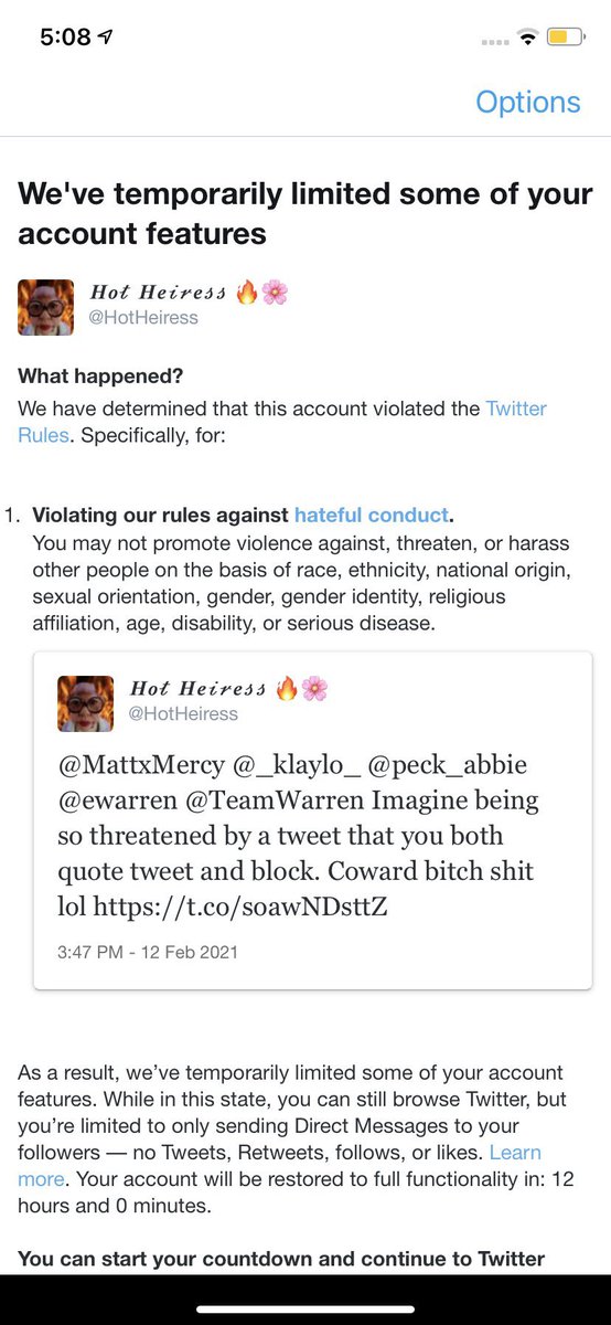 HotHeiress's tweet photo. In what way is this considered promoting violence against, threatening, or harassing someone on the basis of race, ethnicity, national origin, sexual orientation, gender, gender identity, religious affiliation, age, disability, or serious disease. In what way https://t.co/pRCMHs7E3v