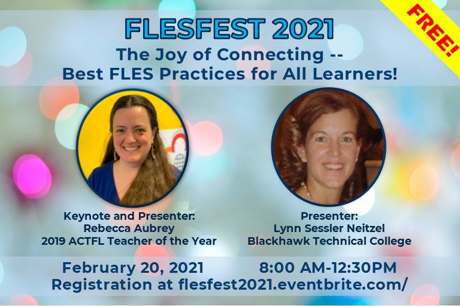 FLESFEST this Saturday, Feb 20th
Free Virtual Conference!!
Register at flesfest2021.eventbrite.com 
See the event flyer at bit.ly/flesfest21

#flesfest2021 #earlylang #nnell #waflt #langchat