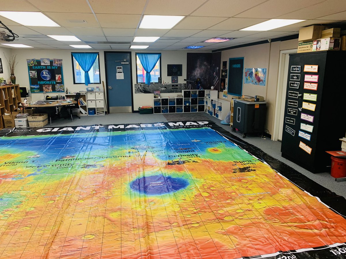 LisaMLove1996's tweet photo. @Lisa_Pitts5 @dailystem @azspacecampgirl @STEMnaut @TIAscience @JamesFalletti @CDNSpacegal @NASASTEM @NASAPersevere Full disclosure: school had just ended before today’s landing, so @NASAPersevere lands for my #kinders tomorrow! I will zoom from my @AldrinFamilyFdn #GiantMarsMap. (Yes, it does fit in my classroom!!) I will create a presentation of the highlights to show my Ss & we will cheer! https://t.co/ZKZHox1skL