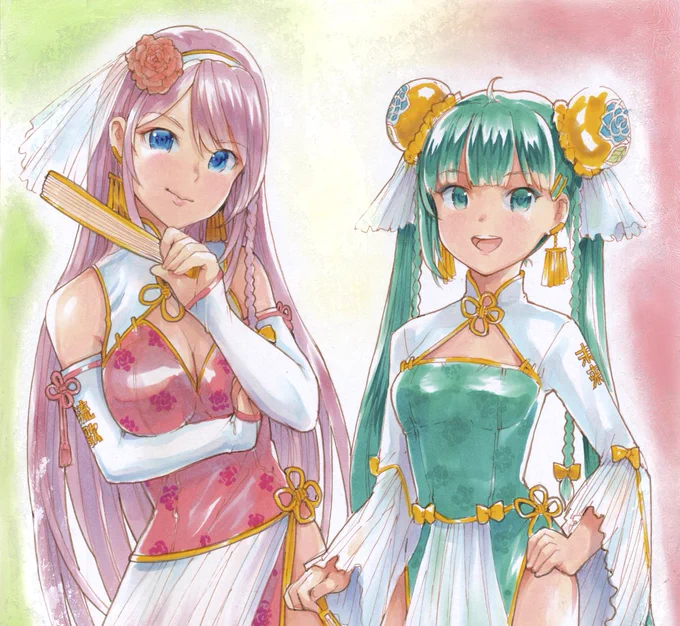 定期的にチャイナドレスなミクさん達を描きたくなる病¶(⁄•˅̮•̥∖)⁋? 