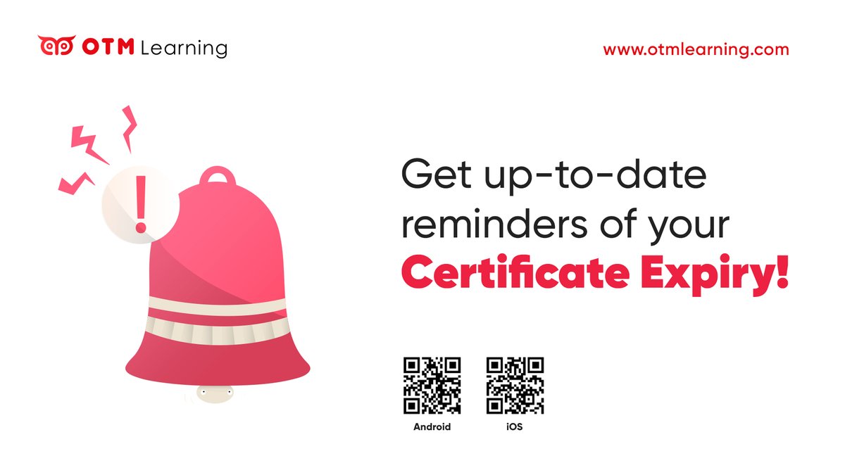 Get up-to-date reminders of your certificate expiry!

#edchat #edtech #education #otmlearning #elearning #onlinecourse #certification #asbestos #asbestosawareness #onlinetraining #virtualstudy #digitallearning #stayhome #covid #elearningdevelopment #elearningtips
