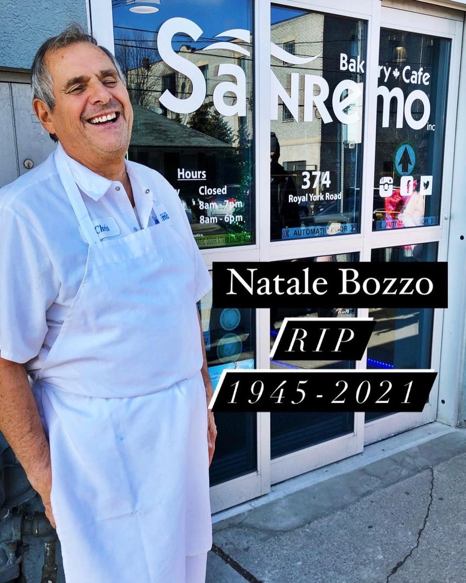 Great Lakes Brewery 🇨🇦 (@greatlakesbeer) on Twitter photo From our family here at GLB to the Bozzo’s at <a href="/SanRemoBakeryTO/">SanRemo Bakery</a>, our sincere condolences on the passing of a giant - a south Etobicoke legend. You, your family and your staff are in our thoughts tonight. From our family here at GLB to the Bozzo’s at <a href="/SanRemoBakeryTO/">SanRemo Bakery</a>, our sincere condolences on the passing of a giant - a south Etobicoke legend. You, your family and your staff are in our thoughts tonight.