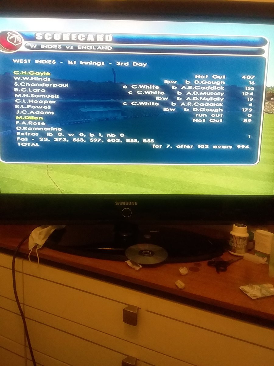 MTMDOT1's tweet photo. CHRIS GAYLE ON CRICKET 2002 ON PS2 BREAKS BRIAN LARA TEST CRICKET WORLD RECORD 401 V ENGLAND IN TRINIDAD BACK DAYZ https://t.co/4A8RcnqneQ