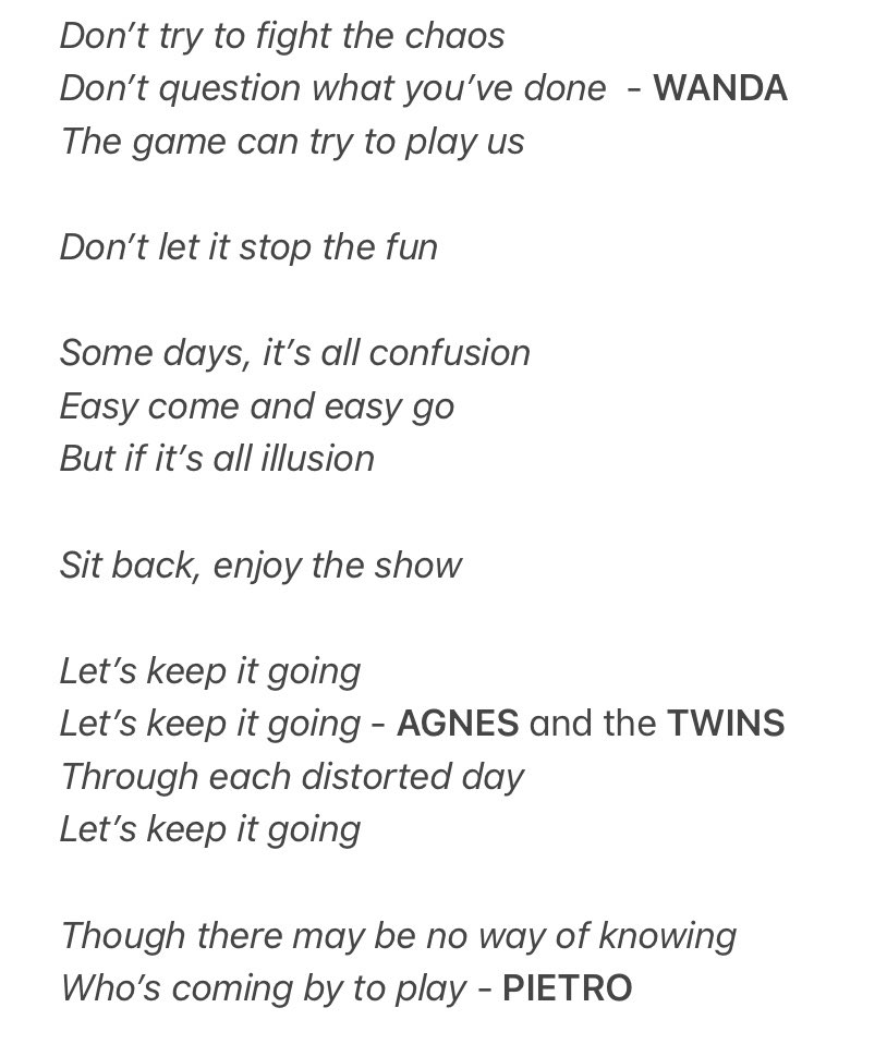 Pietro is billed “as Himself” while everyone else in the sequence is only introduced by their name. Agnes doesn’t have a surname.Read the lyrics of the openings song, they’re incredibly suggestive of the reality of WestviewThe lines are attributed to who they appear with.