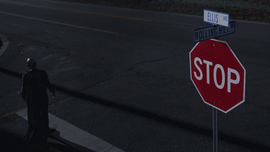 Agnes drives off and Vision ventures to toward to energy field at the edge of Westview, literally finding himself at a crossroads at Ellis Avenue. The same Ellis Avenue Wanda tells the twins to stay away from when Speed gets his powers outside of the theatre.