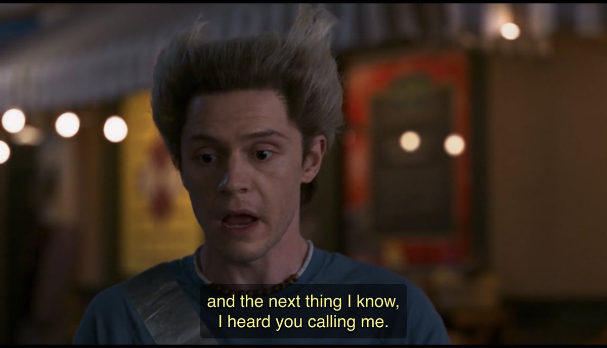 Wanda comments on Pietro’s new accent and he comments on hers, another meta nod to fan discussion about Wanda’s accent. Pietro tells her that his last memory was being “shot like a chump for no reason.” Then hearing Wanda’s call for him, knowing he had to come for her.