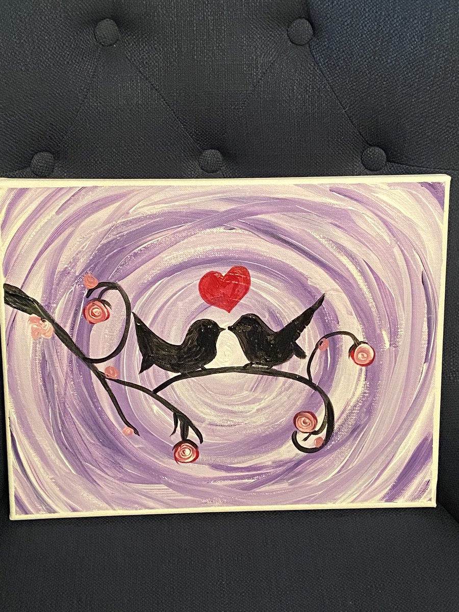 TeachFrom's tweet photo. #CastleSTEAM Paint night with work friends #arttherapy #fearofbirds #lovebirds My school is better than yours ❤️ https://t.co/Fuf7SNtH8t