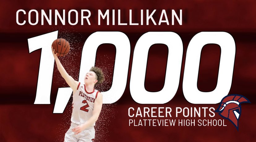 He did it!!!!  Quite a game!
Only 4th player in Nebraska boys high school history to score 1000pts as a sophomore!  
Career high 42pts
Also broke single season scoring record that stood for 44 years!