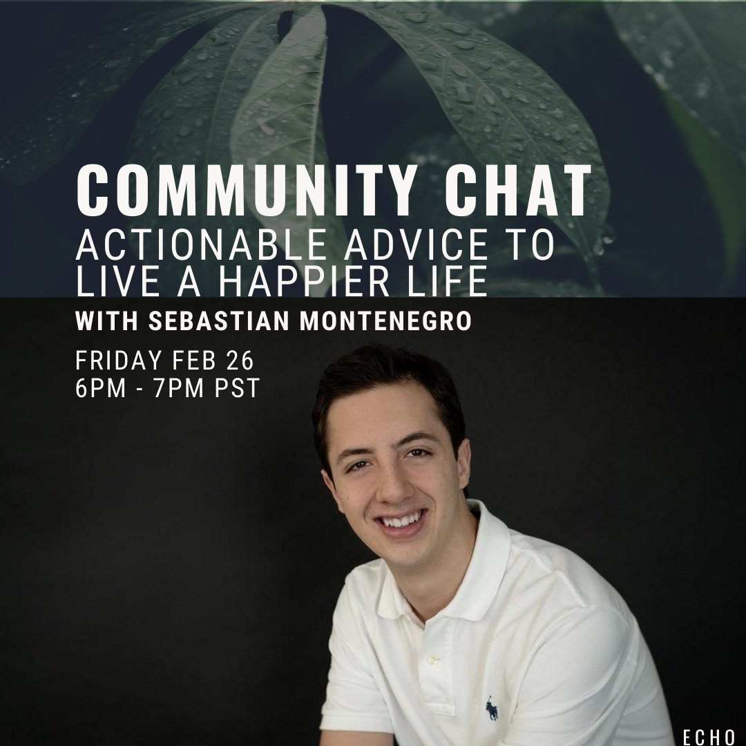 echocanadaorg's tweet photo. In today’s fast-paced world, you want to use every possible advantage to get an edge over the competition. Through his talk "Actionable Advice To Live a Happier Life", Sebastian Montenegro will discuss how to succeed happily. Visit https://t.co/P5iUh2atow to RSVP. https://t.co/7Pv9r8rrpK
