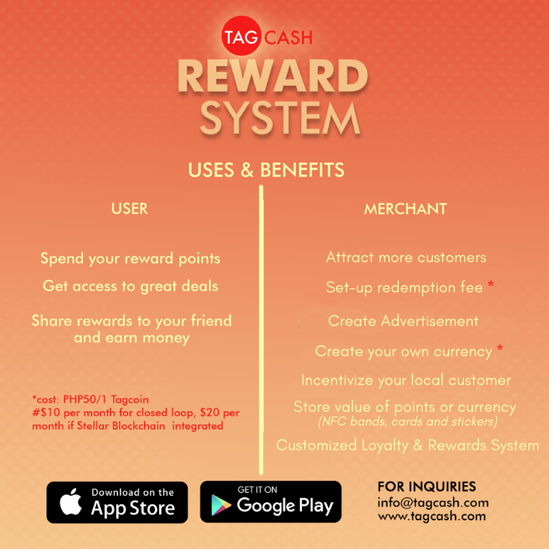 tagcashcom's tweet photo. Tagcash offers various modules inside the mobile app that can be used with rewards currencies, such as coupons, red envelopes, voucher issuance and redemption and more.
Download the app via 
Playstore- https://t.co/h2fRy4PIYG
Appstore- https://t.co/FW6ZEMZ9xB
#SwitchToCashless https://t.co/2mwpfUCHDu