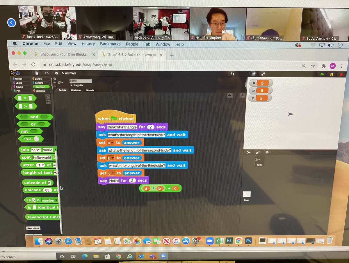 SpartanMagnet's tweet photo. Coding &amp; Geometry - Ms. Jimenez’ coding class collaborates with @TEALSProgram to create a program that will classify triangles on the basis of sides and angles. https://t.co/bo5gKioLRE