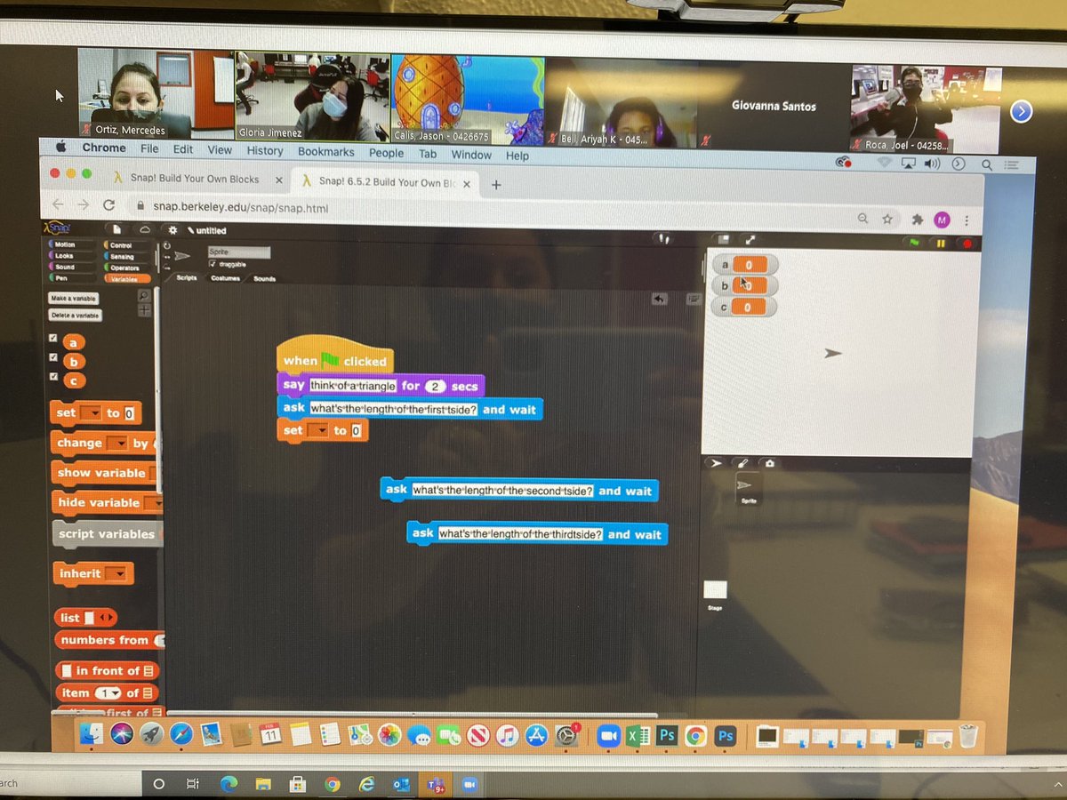 SpartanMagnet's tweet photo. Coding &amp; Geometry - Ms. Jimenez’ coding class collaborates with @TEALSProgram to create a program that will classify triangles on the basis of sides and angles. https://t.co/bo5gKioLRE