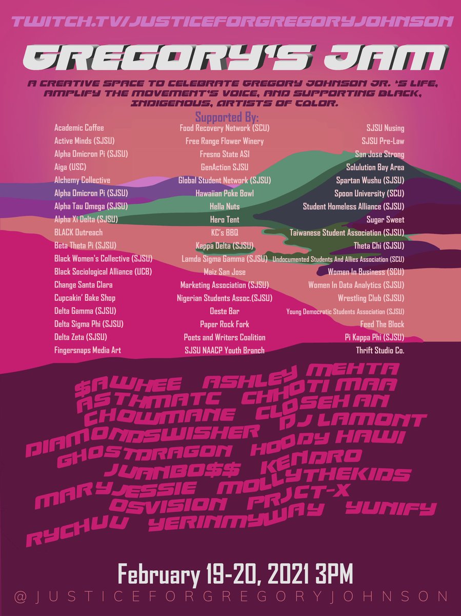 Justice4Gregory's tweet photo. A huge THANK YOU to the #SJSU students planning this event and to the local community organizations and businesses who have shown their support for #JusticeForGregoryJohnson @blackoutreachsj @hero_tent https://t.co/BAzmBRVM0W