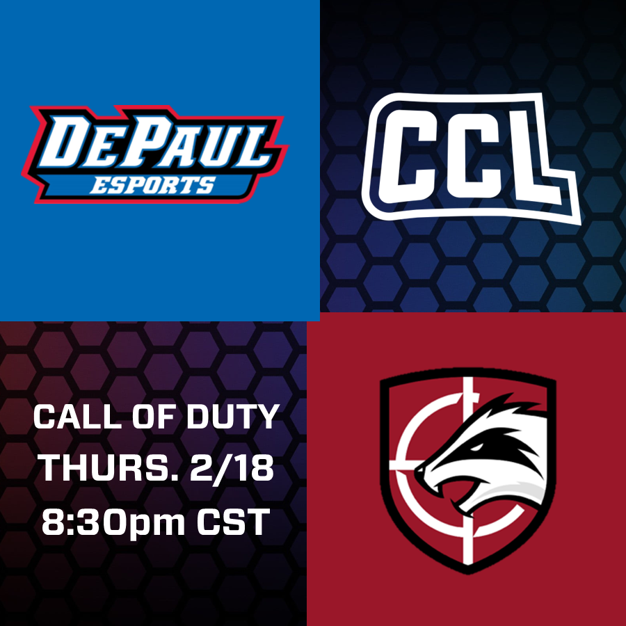 DPUCOD's tweet photo. 📢DePaul CoD VS @Madison_Esports &amp; @UNIPantherCoD📢

Join us for week 3 of @CollegeCoD League! 

We are currently 3-1, looking to advance to 5-1!

🕐Time: 8:30 &amp; 10pm CST

📺Streams:

https://t.co/r8oBFO4UEG
https://t.co/IE8Dj0cyTM
https://t.co/wMlEweTszl
https://t.co/1XXrdBChWg https://t.co/cTX4fSeakN