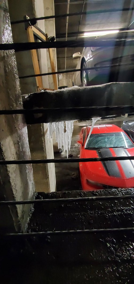 Burst fire mains cut but sinking air is flash freezing all the water. Going to be awhile till we get out of the basement parking