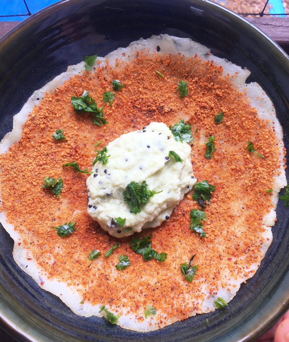Vandanayoga's tweet photo. The Indian savoury crepe-The Dosa🥰I love this simple most tasty rice crepe as a great vegan breakfast option..🥰#vegan #beingveganiseasy #crueltyfree #food #indiandishes #dosa #veganrecipes #veganfood #sattvic #yogateacher #ahimsa #yogalife #healthy #yummy #tasty #love https://t.co/lLsj1JXOMY