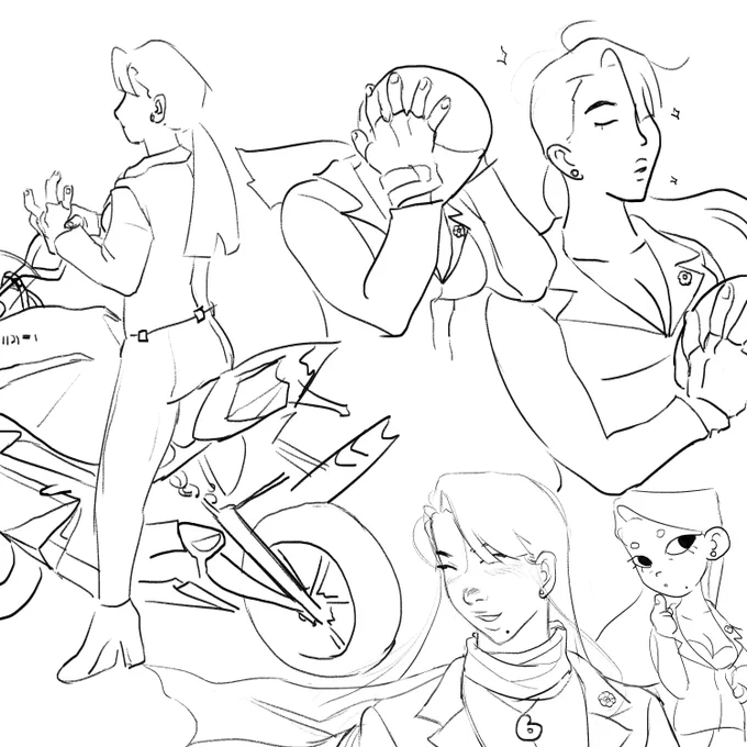 plus some sketches of my beloved because i did nothing all day. biker mia fey the world 