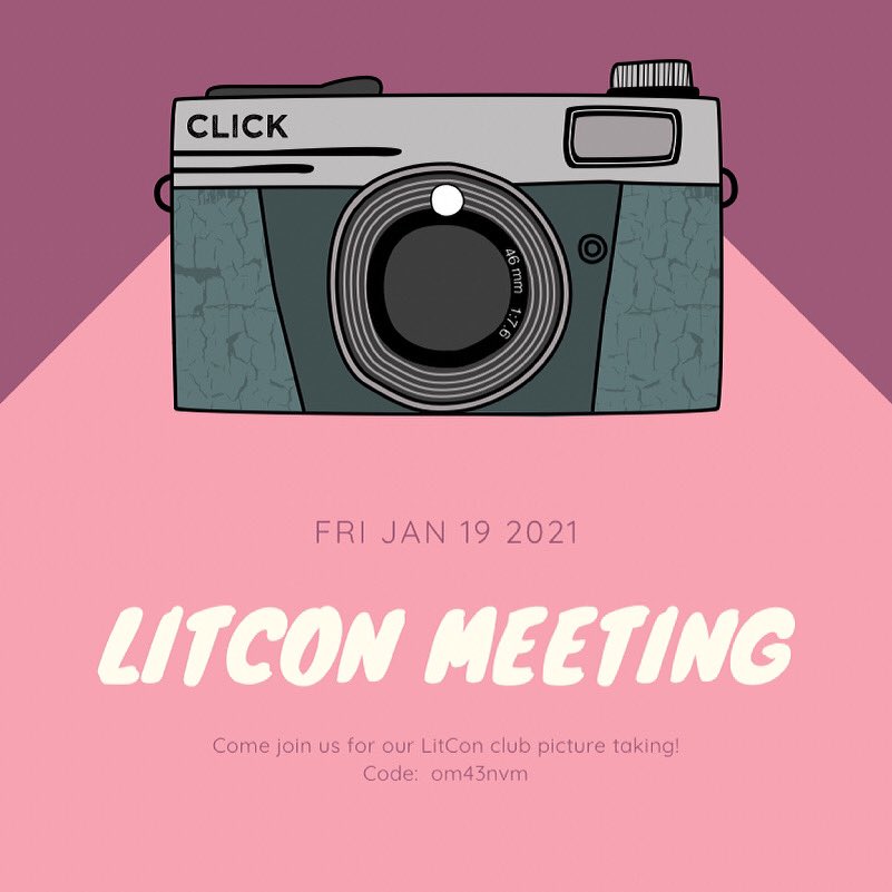 jchsLitCon's tweet image. Hello members! Come join our general meeting tomorrow during lunch. We will be having our annual club picture taking. Come with your LitCon shirt or one that is either black or grey. Hope to see you all there!!