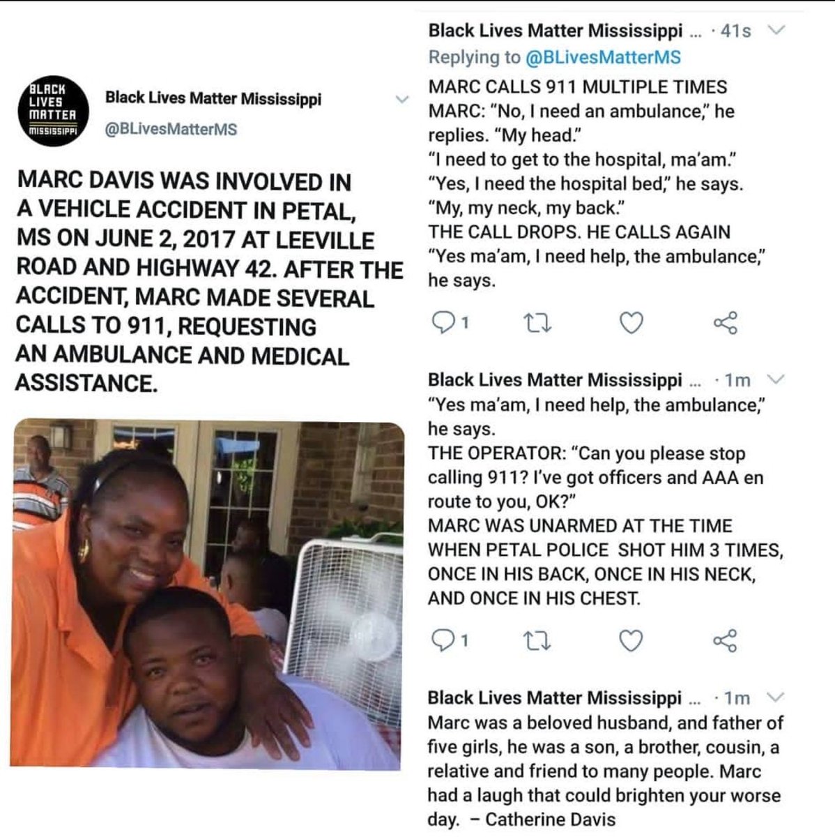 BLivesMatterMS's tweet photo. 🚨BREAKING🚨

Petal Mississippi Mississippi Police Officer Aaron Jernigan, responsible for the murder of Marc Davis in 2017 has been awarded 2020 office of the year. (see thread) https://t.co/5RmQctlyjG