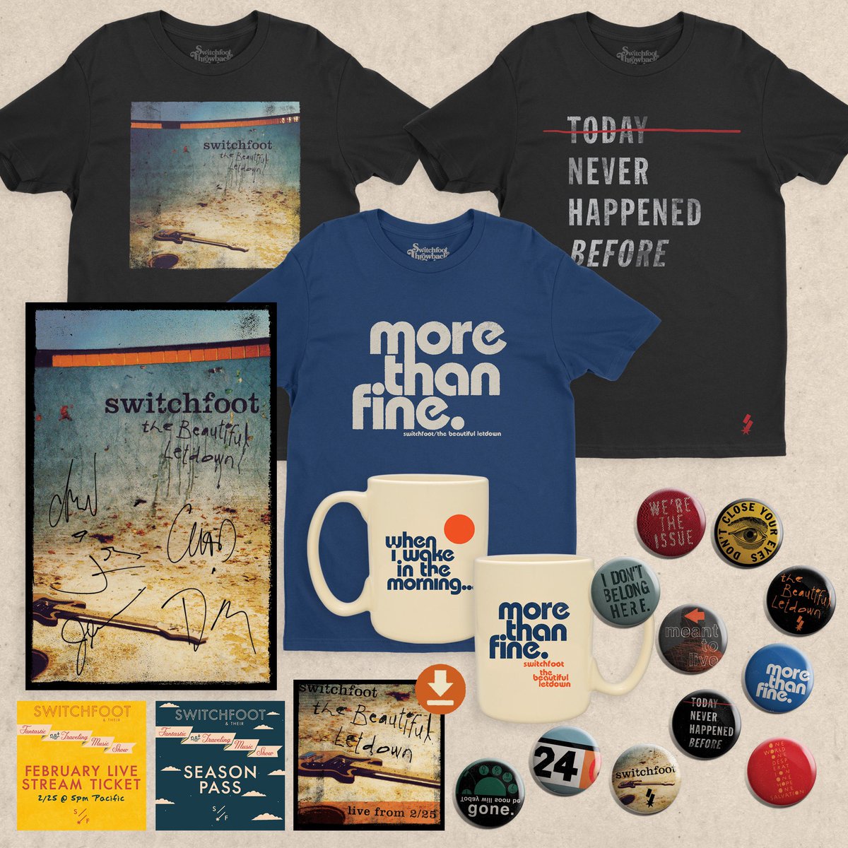 switchfoot's tweet image. The Beautiful Letdown merch has arrived! Get your throwback gear in time for our special Beautiful Letdown Anniversary next Thursday, February 25th! ✌🏻

🛒: switchfoot.com