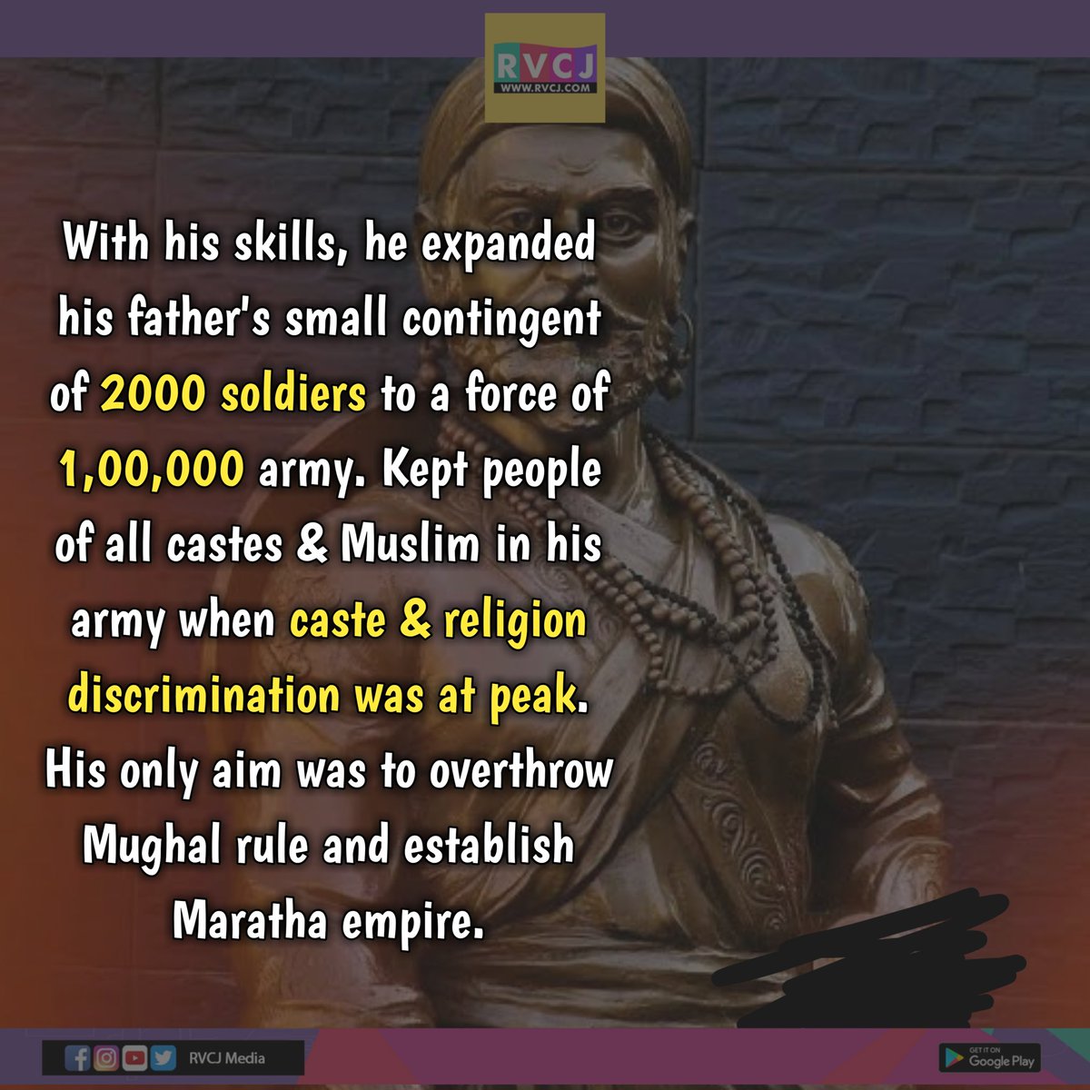 RVCJ_FB's tweet photo. Remembering Chhatrapati #ShivajiMaharaj on his birth anniversary (1/3) 🙏🏻🙏🏻 https://t.co/Bxhptb4Ib6