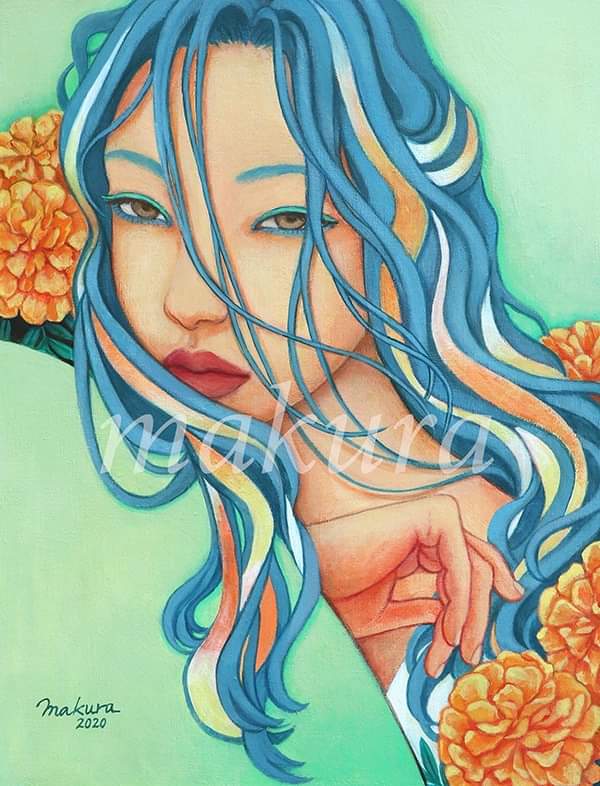 まくら よい１日を アクリル絵の具 Acrylic Art Acrylicpainting Illustration イラスト Artwork 人物画 Painting Gouashe Makura ターナー