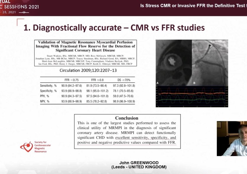  #SCMR2021  data showing CMR is as good if not better than SPECT.   #whyCMR also better with risk stratification with available prognostic data FFR - binary Stress CMR perfusion imaging with gradient of imaging severity