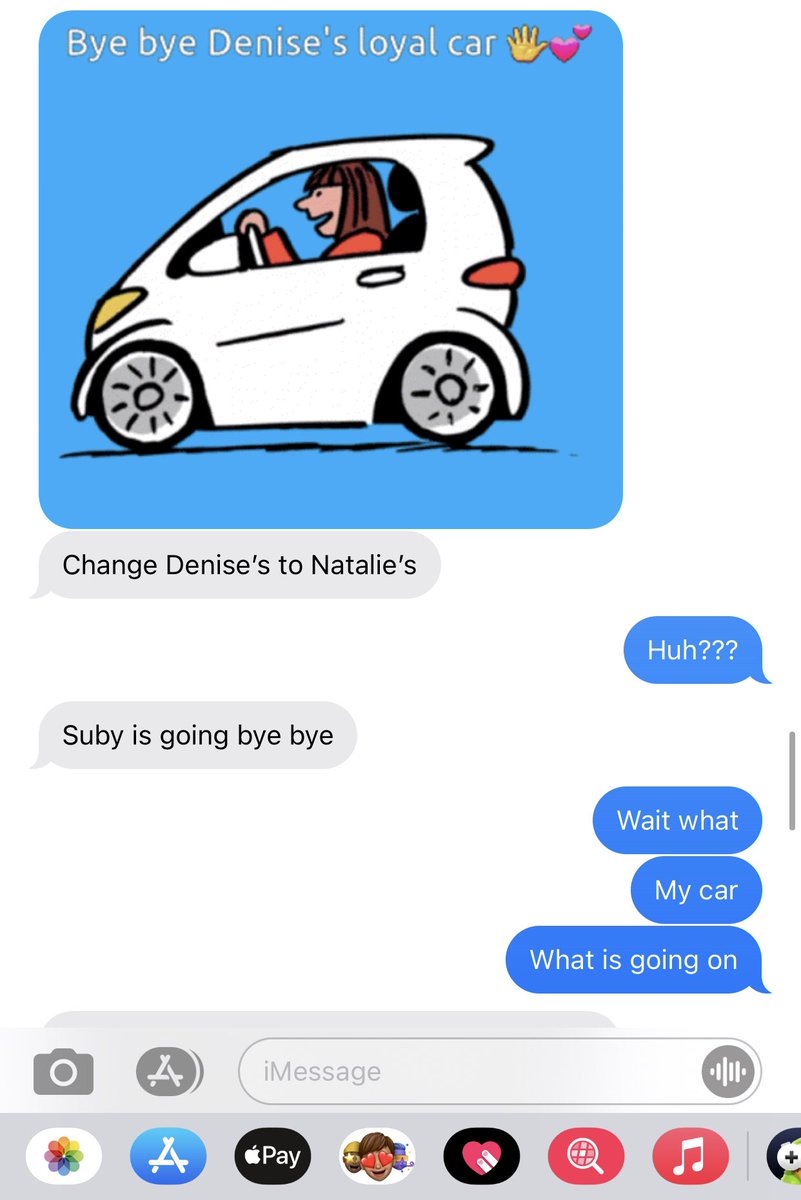 nataliedanin's tweet photo. anyway here’s how my mom told me they’re scrapping my car for parts today https://t.co/BaC9tp1ZRU