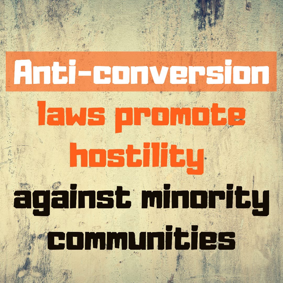 ConversionOK's tweet image. #AntiConversionLaws in India —like #blasphemy laws in Pakistan — are meant to harass and discriminate against the minority religion. #FoRB #ReligiousLiberty #ConversionZindabad