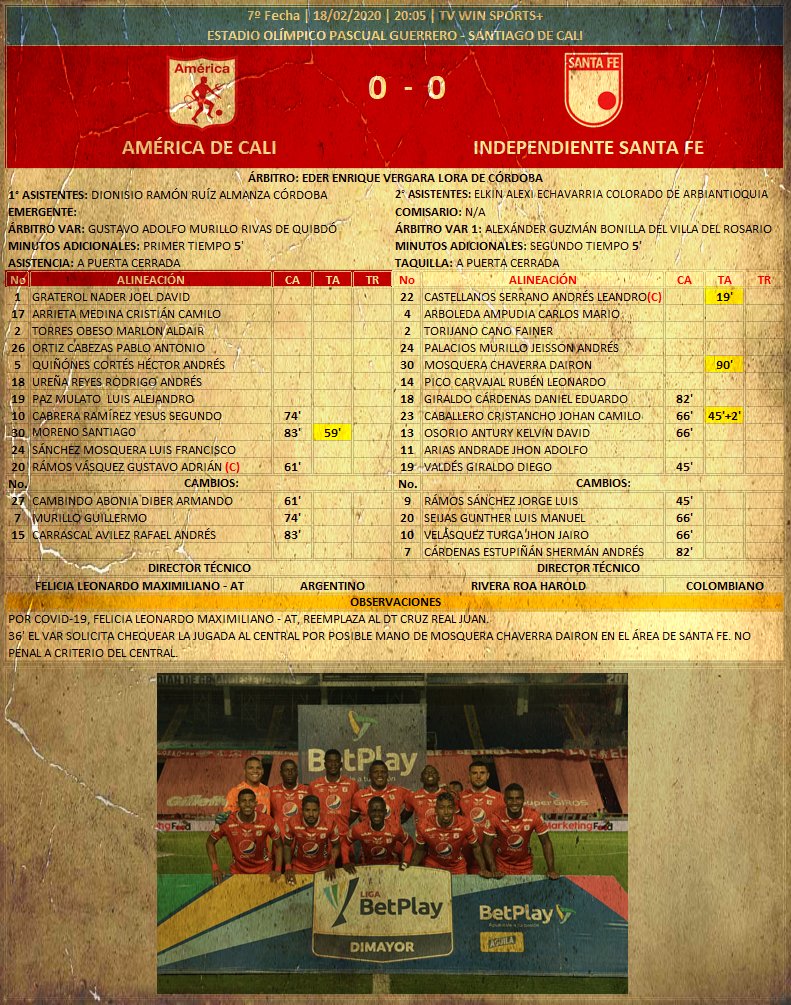 EstDelRecuerdo's tweet photo. Se igualó un partido que se necesitaba ganar, se continua en la parte baja de la tabla, y los de arriba ganando. 
Ficha técnica del partido.
@AmericadeCali vs @SantaFe 
| 7° fecha @LigaBetPlayD 2021 I |
#EstadísticasdelRecuerdo #EDR #VamosEscarlatas https://t.co/N8jaq1cJ9y