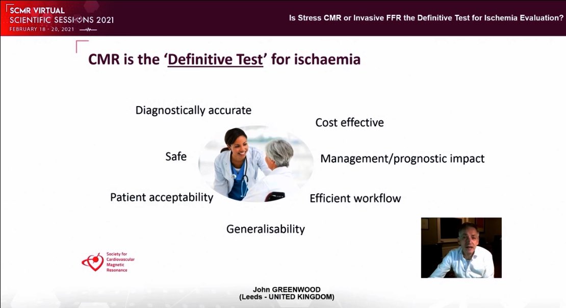 Stress CMR can offer  rapid CMT sequence establish efficient workflow  no radiation  noninvasive nature( less risky compared to the FFR)  diagnostic accuracy and prognostic implication  #SCMR2021