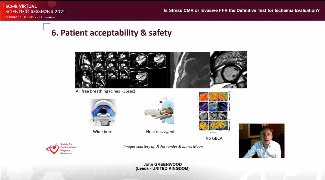 Stress CMR can offer  rapid CMT sequence establish efficient workflow  no radiation  noninvasive nature( less risky compared to the FFR)  diagnostic accuracy and prognostic implication  #SCMR2021