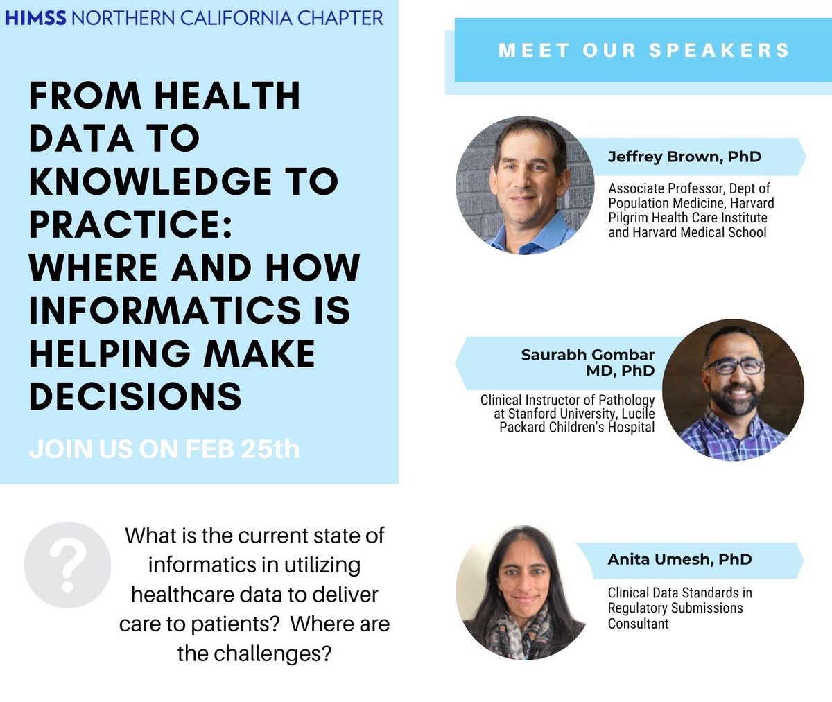 HIMSSNorCal's tweet photo. The ePatient Summit is a week away! Here's a snippet: 
The informatics panel from Harvard and Stanford will discuss current challenges and controversies in handling and amassing data so that they can be actionable.

Register now: https://t.co/1UsB9ICZr9 https://t.co/mv7w6LmRh5