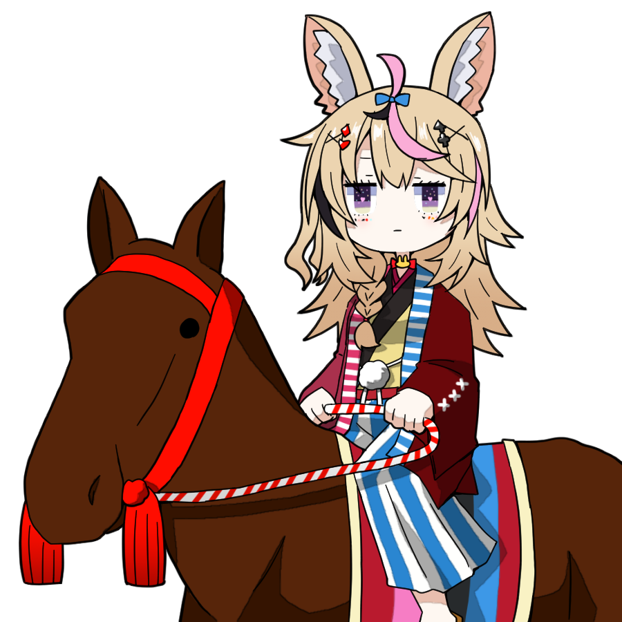 omaru polka 1girl animal ears blonde hair pink hair streaked hair horse riding  illustration images