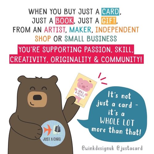 SUPPORT PASSION, SKILL, CREATIVITY AND COMMUNITY!
There's a selection of free to download images on the website to help you spread our message far &amp; wide!
tinyurl.com/dhlljr1v
Have a lovely weekend folks! x

#shoplocal #shopindependent #shopsmall #justacard
Image <a href="/winkdesignuk/">Wink Design</a>