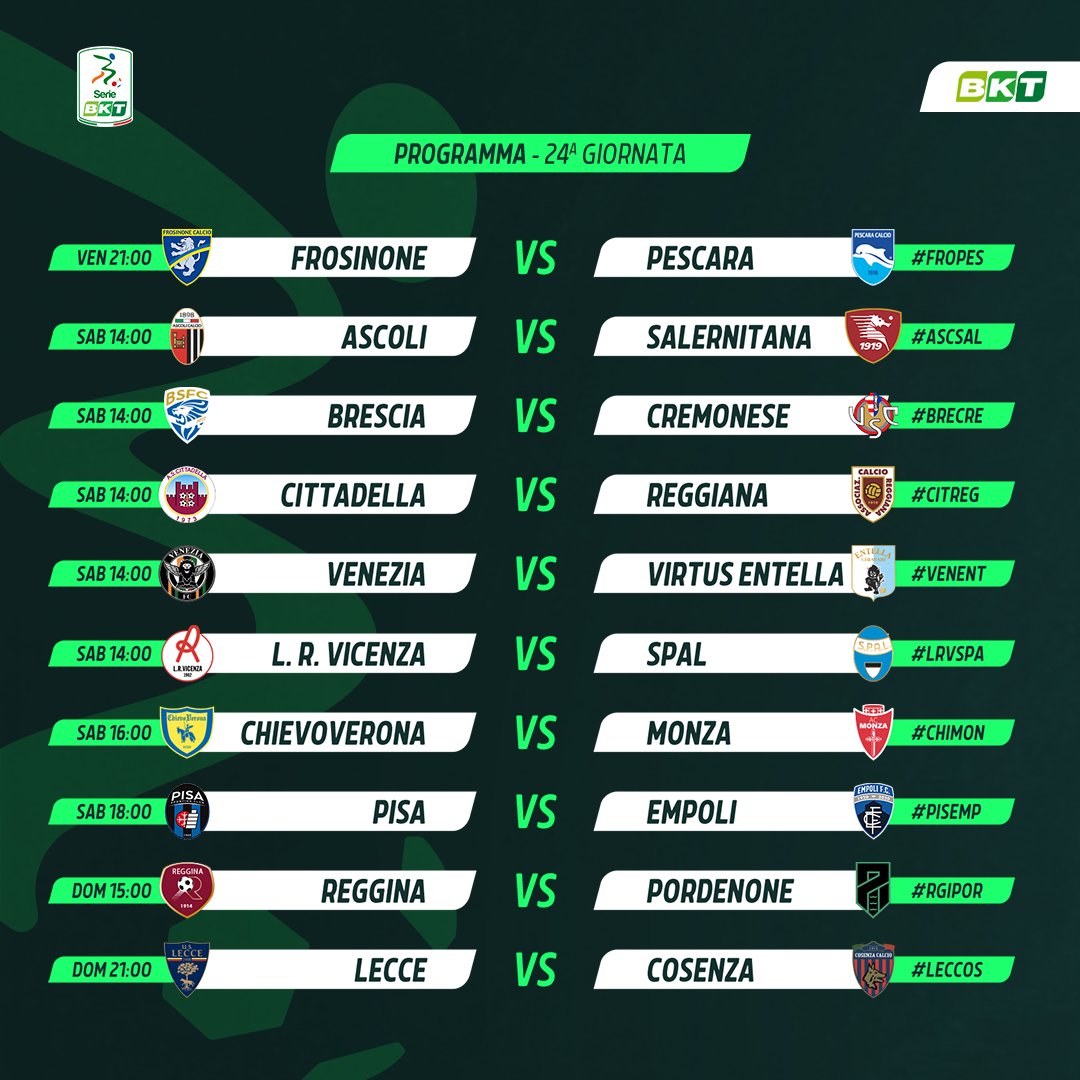 Lega_B's tweet photo. ⚽🔥 It's Matchday!

Questa sera comincia la 24^ giornata della #SerieBKT! https://t.co/PIo81LpDBS